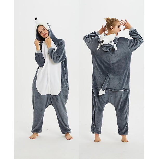 XL Pijamas de una pieza de animales de dibujos animados para adultos/niños Franela de otoño e invierno