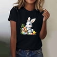 thumbnail image 5 of Easter Day Shirts Womens Short Sleeve Crewneck Tops Bunny Floral Eggs Printed Cute Graphic Tee Basic Tshirts (L, Black), 5 of 6
