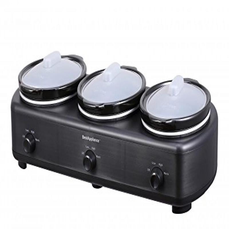 BestAppliance Triple Trio Slow Cooker Three 1.5-Quart Crocks Pot ...