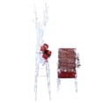 thumbnail image 3 of 4ft Lighted Christmas Reindeer & Sleigh Outdoor Yard Decoration Set - Festive Red & White Design with Bright LED Lights for Yard, Lawn & Indoor Festive Displays, 3 of 6