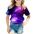 thumbnail image 3 of WhouRiu Little Girls T Shirts Galaxy Digital Printing Shirts Kids Short Sleeve Loose Tee Tops Purple,Sizes 6-7, 3 of 3