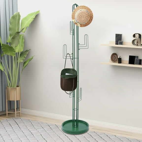 Cactus Shape Clothing Rack Stand, Freestanding Coat Rack Green 15.75 *68.9 in
