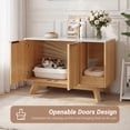 thumbnail image 5 of Innovar Home Cat Litter Box Enclosure, 31.5" Large Wooden Hidden Cat Litter Box Furniture,Indoor Cat Washroom for 2 Cats, Dual-Room Cats Cabinet W/Scratching Pad for Living Room Bedroom,Nature Finish, 5 of 10