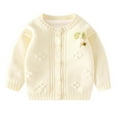 thumbnail image 2 of ibuvkizy Girls Sweaters!Girls Cardigan Bow Solid Color Baby Knitted Sweater Cardigan Long Sleeve Button Up Cardigan Toddler Baby Girl Fall Outfits Beige,3 Months, 2 of 2