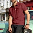 thumbnail image 2 of GrmtClth Men's Polo Shirts 2026 Basic Collared Golf Shirt Loose Short Sleeve Top Summer with Pocket Outfit with Button Wine L, 2 of 7