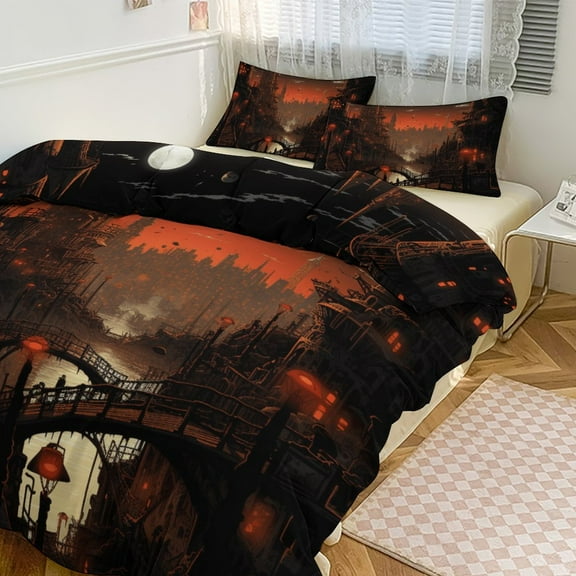 Anime Castle Bedding Set with Zipper Closure for Girls & Boys
