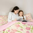 thumbnail image 5 of Homewish Watercolor Tulip Full Size Comforter Sets,Cartoon Flower Floral Bedding Comforter Set,Pink Beige Bedding Sets For Kids,Microfiber Bedroom Decor Reversible,3pcs, 5 of 8