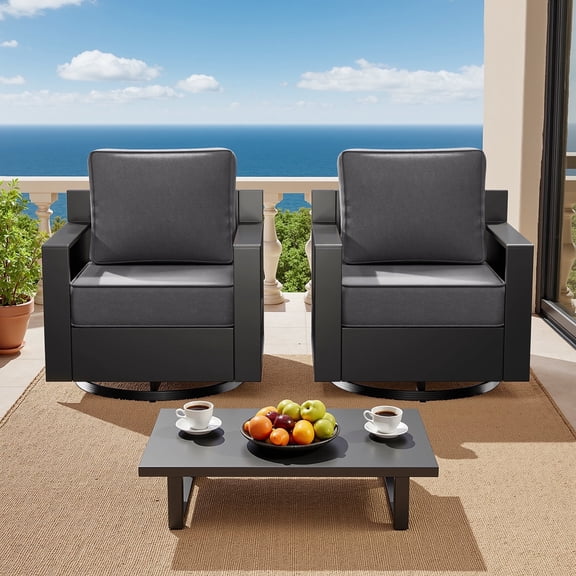 Meetleisure Outdoor Rust-Proof Aluminum Frame Rocking Chairs, Suitable for both Indoor and Outdoor，Set of 2, Grey