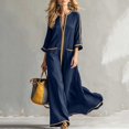 thumbnail image 2 of Ovbmpzd Plus Size Beach To City Summer Dress for Women Maxi Navy Vaction Shift Dress Loose 3/4 Sleeve Casual Dresses,L, 2 of 6