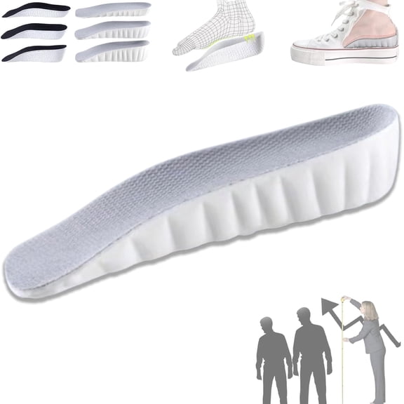Dr.pedi Height Increase Insoles for Men & Women, 2.5CM 4D Cloud Memory Foam Arch Support Footbed, Comfort Cushioning Shoe Lifts for Sneakers, Work Boots, and Casual Shoes, Gray