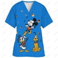thumbnail image 3 of Ropa de enfermería para mujer, camiseta de enfermería con estampado de Disney Minnie y Mickey, tops informales de manga corta con cuello en V y bolsillo, uniforme para mujer, 3 of 5