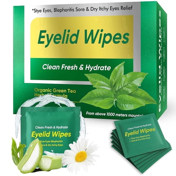 Eyelid Wipes, Eyelid Cleansing Wipes for Dry Eyes, Daily Gentle Eye Care for Sensitive Skin, Natural & Easy to Use, 100pcs