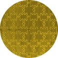 thumbnail image 1 of Ahgly Company Machine Washable Indoor Round Oriental Yellow Industrial Area Rugs, 4' Round, 1 of 4