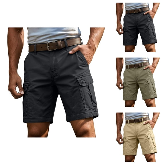 Knee Length Cargo Shorts for Men Summer Casual Lightweight Wide Straight Leg Relaxed Fit Work Shorts with Pockets