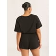thumbnail image 3 of Joyspun Women's French Terry Short Sleeve Top and Shorts Set, 2-Piece, Sizes XS-3X, 3 of 6