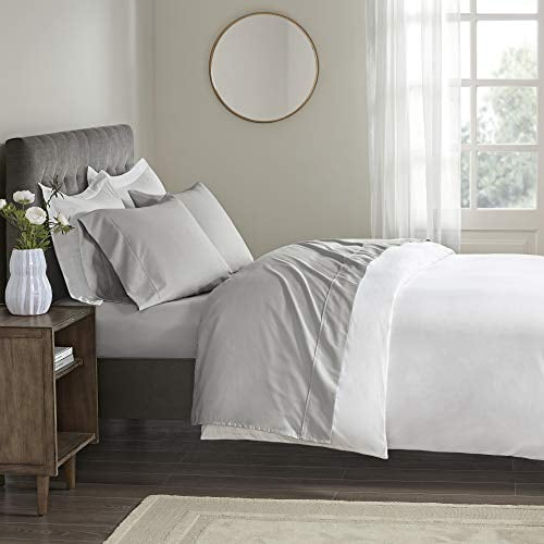 Beautyrest 400 Thread Count Wrinkle Resistant Cotton Sateen Sheet Set, King, Grey