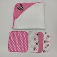 thumbnail image 2 of Disney Minnie Mouse Hooded Towel with 5 Piece Washcloth Set, Pink, 2 of 5