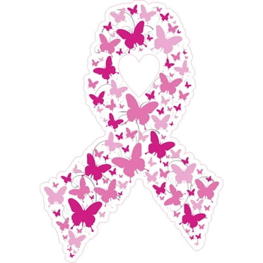 StickerTalk Butterfly Cancer Ribbon Sticker, 3.5 inches x 5 inches