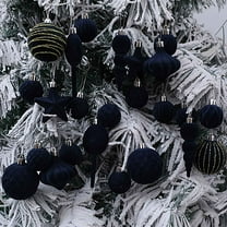 Velvet Christmas Ornaments Set, 24PCS Flocked Shatterproof Assorted Hanging Xmas Tree Ball Decorations, for Home Party Holiday Wedding Valentines Day Decor