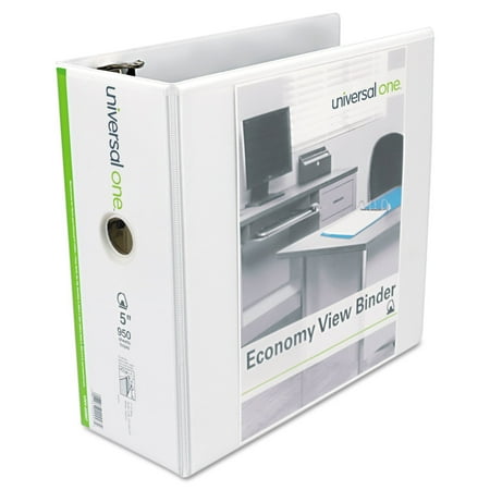 Economy D-Ring Vinyl View Binder, 5-Inch Capacity, White (UNV20997PP), Capacity - 5 By Universal