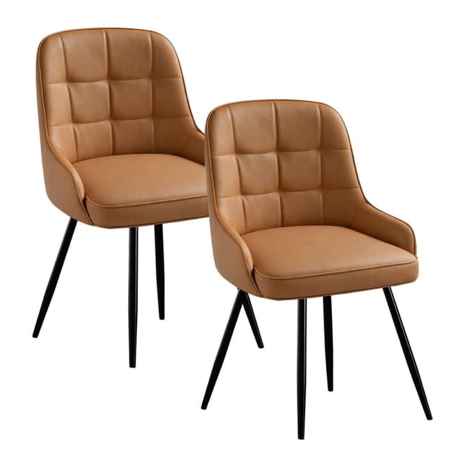 Set 2 Sillas para Comedor Tipo Piel Acolchadas Textura Suave cafe