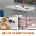 thumbnail image 6 of Wall Mounted Folding Table, 31.5" x 15.75" Wall Mount Drop Leaf Table, Floating Desk with Iron Bracket, Fold Down Desk for Small Spaces, Home Office, Dining, Laundry Room, Kitchen, Bar, White, 6 of 7