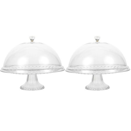 

FRCOLOR 2pcs Cake Tray with Lid Clear Cake Stand with Dome Snack Serving Tray for Wedding Party