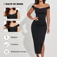 thumbnail image 3 of Athlemo Women Ruched Off Shoulder Dress Bodycon Party Elegant Midi Dresses, 3 of 7