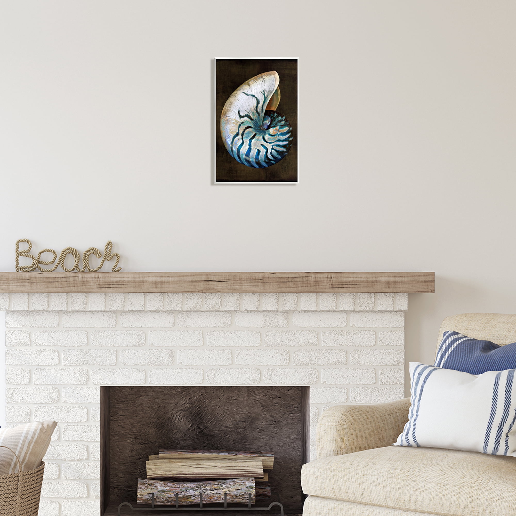 Stupell Industries Dark Nautilus Shell Nature Painting Unframed Art Print Wall Art, 10 x 15