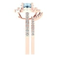 thumbnail image 3 of Clara Pucci 18K Rose Gold Round Cut 1Ct Natural Aquamarine Engagement Ring + Matching Band - Luxury Box Included, 3 of 7