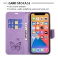 thumbnail image 4 of iPhone 13 Pro Max Wallet Case, Embossed Butterfly PU Leather Credit Card Holder Slots Full Body Protection Kickstand Flip Folio Shockproof TPU Phone Cover for Apple iPhone 13 Pro Max,Violet, 4 of 5