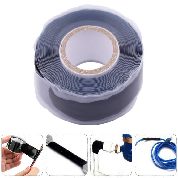 BESTYASH 1 Roll Waterproof Seal Repair Tape Black Silicone Rubber for Hose Use