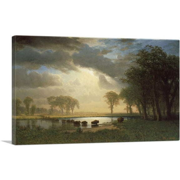 ARTCANVAS The Buffalo Trail 1867 Canvas Art Print by Albert Bierstadt - Size: 26" x 18" (0.75" Deep)
