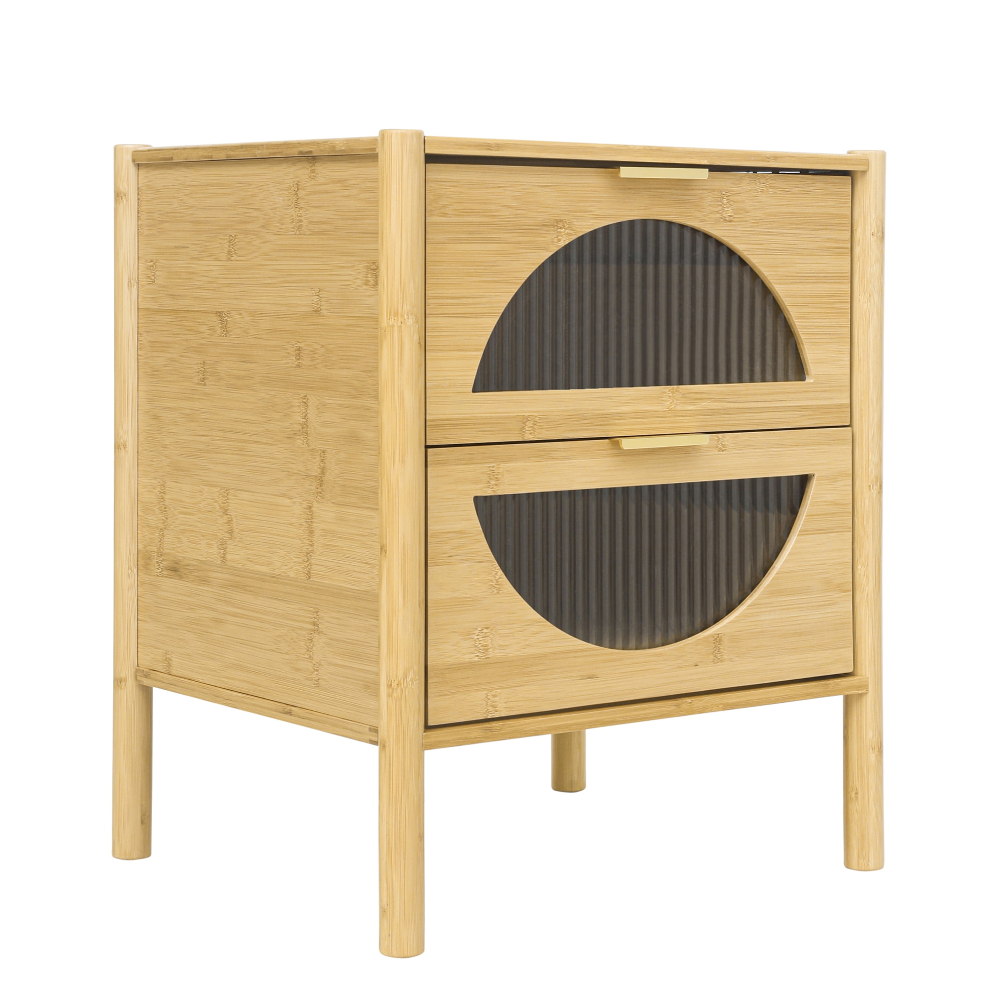 Resenkos Natural Bamboo Accent Bedside Table for Bedroom with 2 Drawer Resenkos Natural Bamboo Accent Bedside Table for Bedroom with 2 Drawer