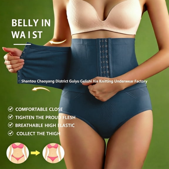 Women's Body Shaping Shorts Waist Trainer Corset Shapewear Tummy Control Body Shaper Waist Cincher for Women Postpartum Belly Band Wrap With Breathable Smoothing Comfort(Navy,L)