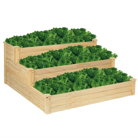 UBesGoo Wooden Raised Vegetable Garden Bed, 3 Tier Elevated Planter Kit Outdoor Gardening