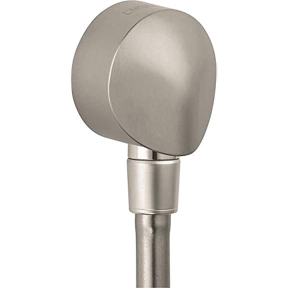 "hansgrohe FixFit Handheld Shower Wall Outlet 1/2-inch Thread Connection Round Modern Flush Mount in Brushed Nickel, 27458823"