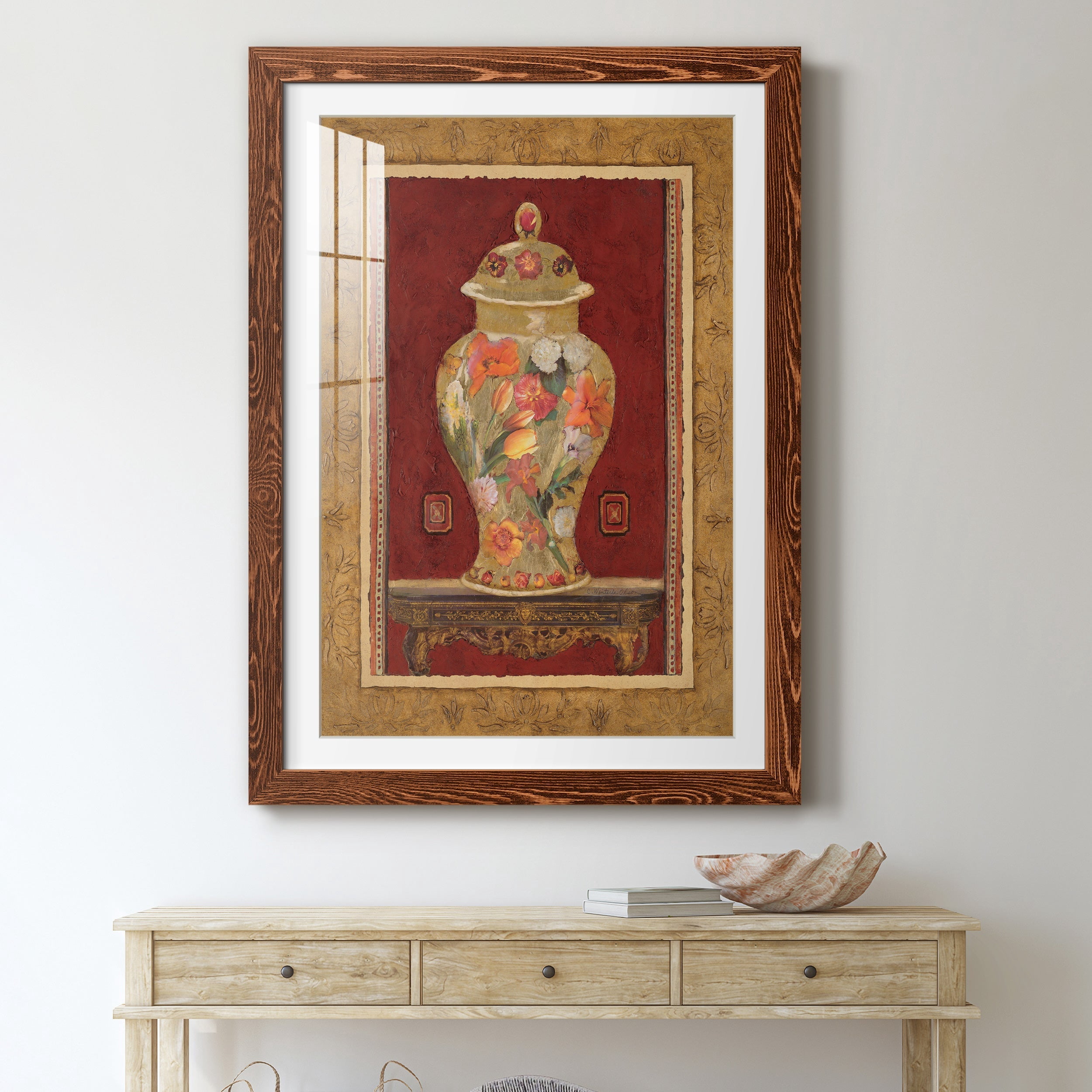 Romantic Urn II - Premium Framed Print - Distressed Barnwood Frame - Ready to Hang