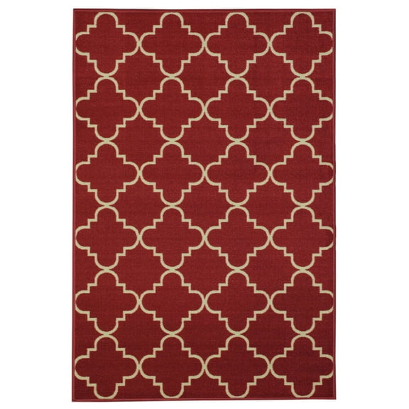 Maxy Home Hamam Collection Red/Ivory Trellis Area Rug, 5' x 7'