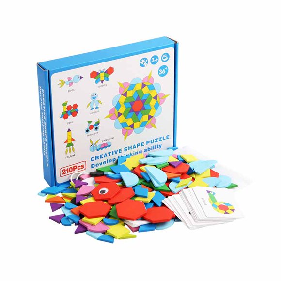 Patrón De Madera Bloques Forma Geométrica Rompecabezas Tangram Juguetes Regalos Para Niños 210 Piezas Yuarrent FN002154-00