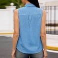 thumbnail image 6 of Womens Sleeveless Button Down Shirts Summer Casual Collared V Neck Blouse Loose Fit Work Tops Work Blouses For Women, 6 of 7
