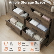 CHITOOMA 6 Drawer Fluted Dresser for Bedroom, Modern Wooden Long Dresser, Storage Cabine Chest of Drawers for Living Room Hallway, Walnut