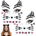 thumbnail image 1 of wonima02 Crystal Cat Face Gems Stickers, 2-Sheet Cat Print Gem Jewels, Black Cat Costume Women Accessories for Halloween Makeup, 1 of 1