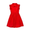thumbnail image 4 of NAISIBABY Girls Summer Dress, Flare Fit Lapel Ruffles Sleeveless Cute A-Line Casual Dress Red Size 4, 4 of 5