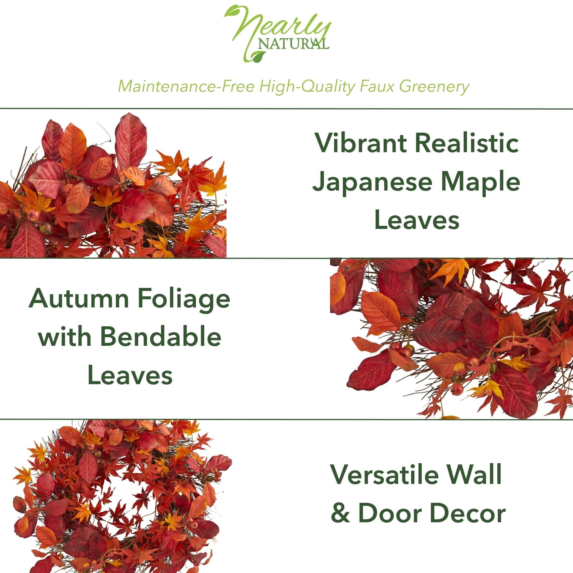 Nearly Natural Synthetic Wreath, 22" (Red)