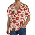 thumbnail image 3 of Xecao offers the Tomatoes for Men's Casual Short-sleeved Shirt, a button-up collared shirt with a pocket, perfect for beach vacations and yacht travel in the 4X-Large size., 3 of 7