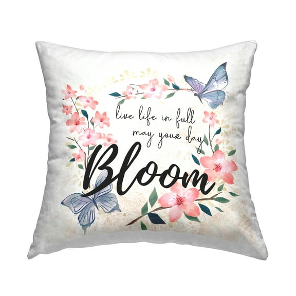 Stupell Industries May Your Day Bloom Pink Spring Blossoms Design by Ziwei Li Throw Pillow