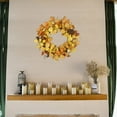 thumbnail image 5 of Artificial Fall Wreath for Front Door Autumn Eucalyptus Wreath with Orange Eucalyptus Leaves,Woodern Oak Leaves for Farmhouse Indoor Outdoor Window Wall Door Home Decor,Gift Box Included, 5 of 15
