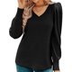 thumbnail image 2 of Suéteres de Mujer, Blusas Tipo Túnica de Larga con Cuello en V y Estilo Casual Negro M, 2 of 7