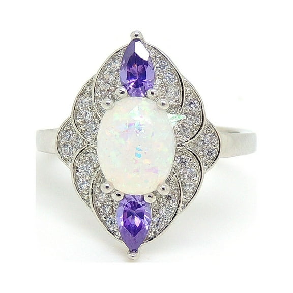 Quin Created Fire Opal Purple Cz Ring Women Ginger Lyne Collection
